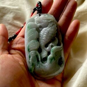 Natural A Burmese Jadeite Jade Necklace Dragonfish(Arowana)